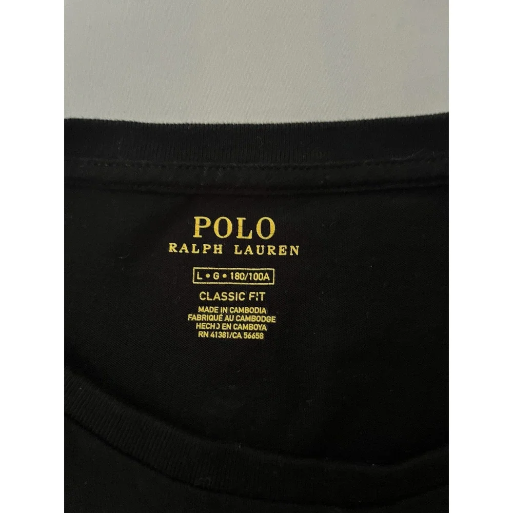 Polo Ralph Lauren Long Sleeve Crew T Shirts Men's Size Large Blue & Black Lot X2